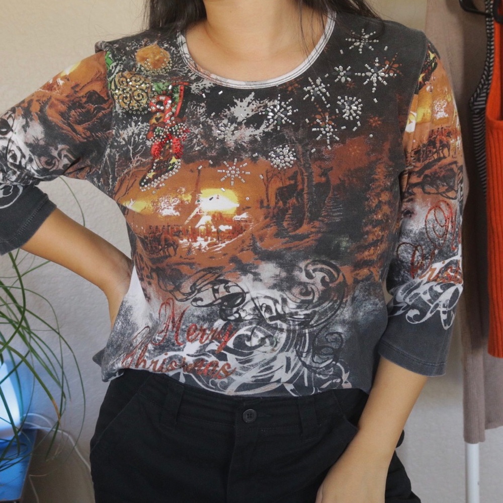 Christmas 3/4 sleeve top